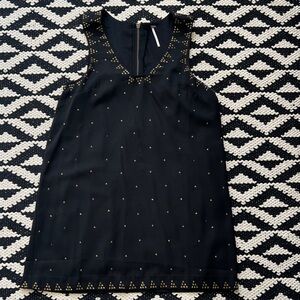 Free People Black Mini Dress with Gold Accents